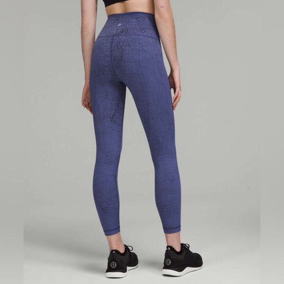 Lululemon Wunder Train High-Rise Tight 25" Thread Dye Night Sea Black Leggings 4 - Picture 1 of 7